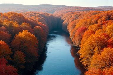 Arbres aux couleurs vives d'automne sur la côte Est des États-Unis.