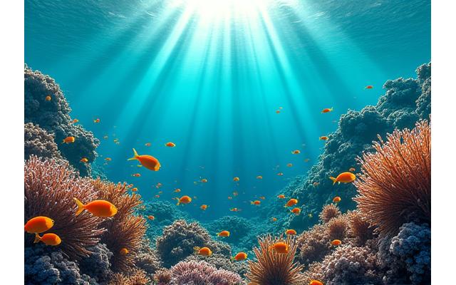 Coraux colorés abritant des poissons tropicaux dans un océan clair